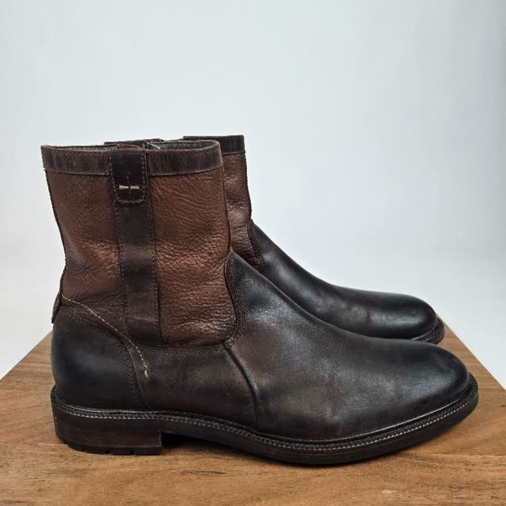 Mens Johnston & Murphy Brown Leather Shearling Lined Ankle Boots Size 10.5 M